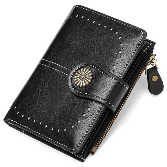GOIACII Small Womens Wallet Leather RFID Blocking Bifold Compact Ladies Wallets Credit Card Holder with Zipper Pocket in Box Gift