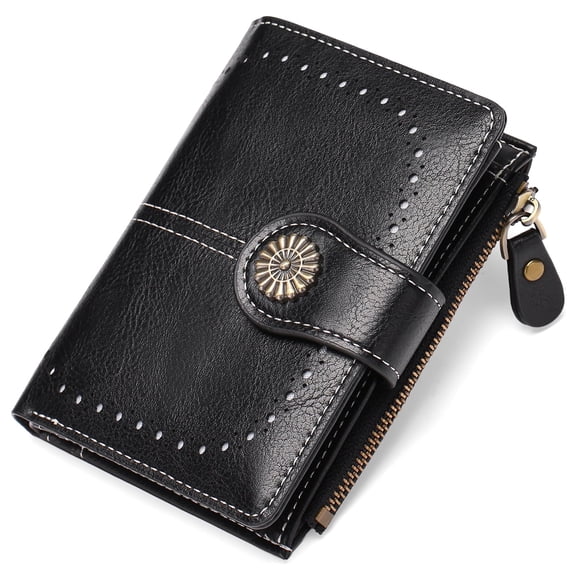 GOIACII Small Womens Wallet Leather RFID Blocking Bifold Compact Ladies Wallets Credit Card Holder with Zipper Pocket in Box Gift
