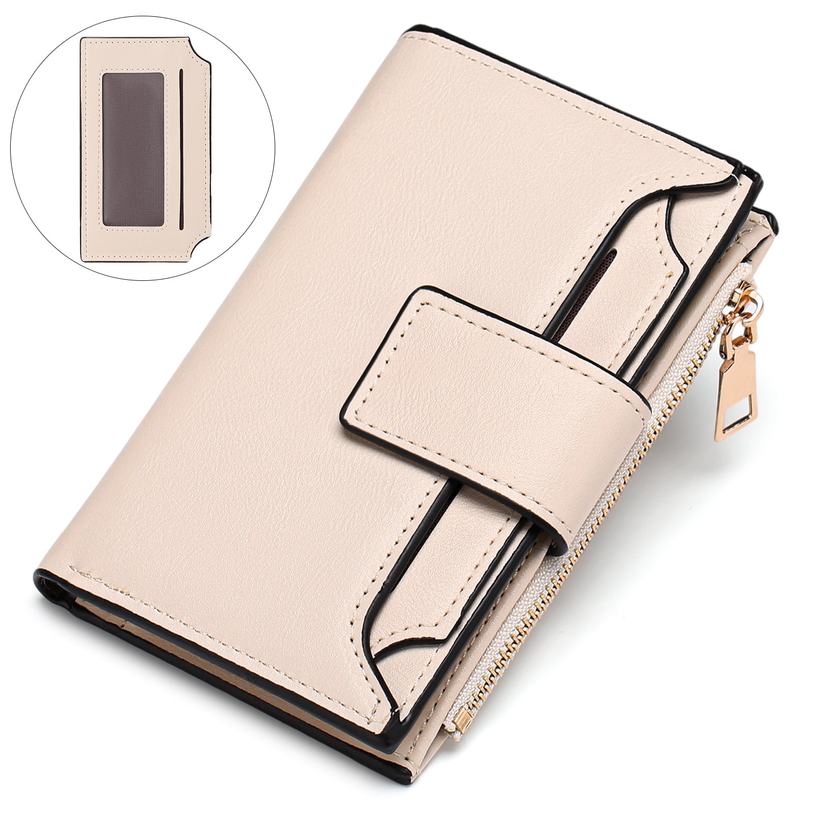GOIACII Women's RFID Blocking Wallet - Slim Leather Bifold With 2 Zipper Pockets (Nude Pink) - View #10