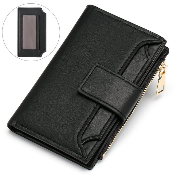 GOIACII Wallet for Women Bifold RFID Blocking Card Holder Leather Wallets with Zipper Coin Pocket