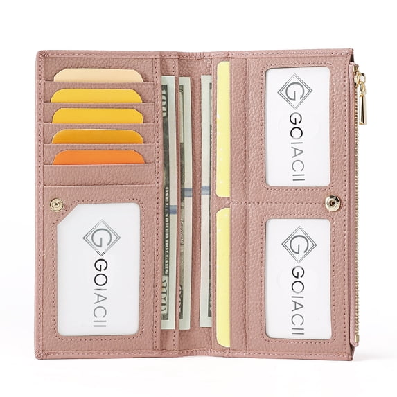 GOIACII Wallets for Women RFID Blocking Ultra Slim Real Leather Credit Card Holder Clutch