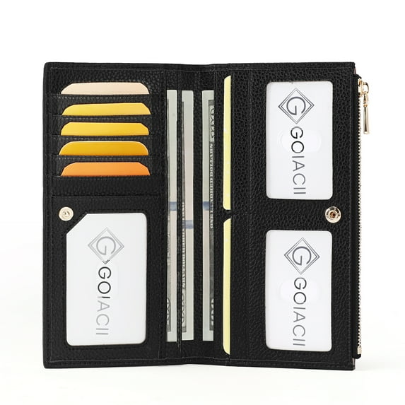 GOIACII Wallets for Women RFID Blocking Ultra Slim Real Leather Credit Card Holder Clutch