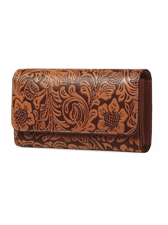 Western Wallets for Women Trifold Wallets Large Capacity Women Clutch Wallet with Coin Purse