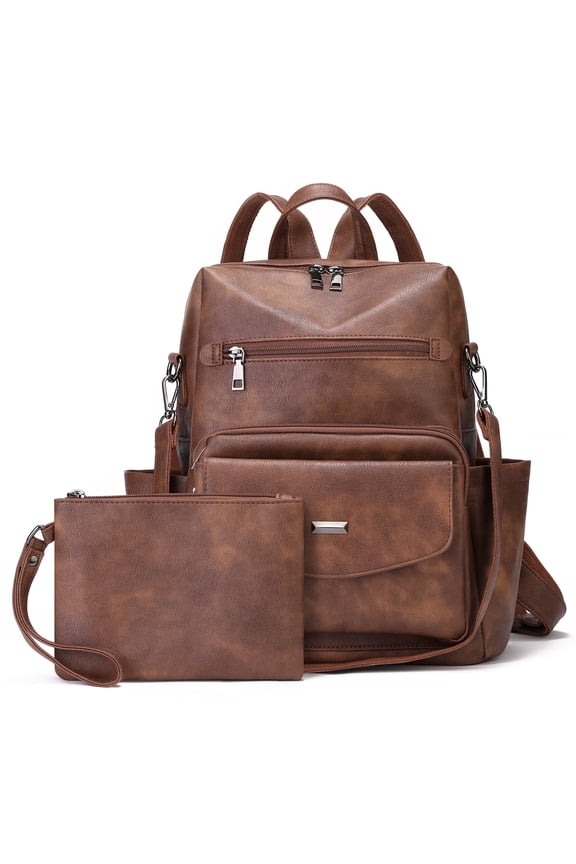 Women Backpack Purse Bag PU Leather Travel Backpack for Women Ladies Shoulder Bags Satchel Handbag 2 Piece