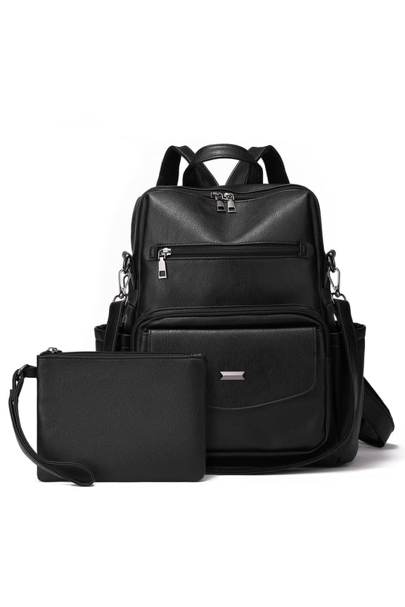 Women Backpack Purse Bag PU Leather Travel Backpack for Women Ladies Shoulder Bags Satchel Handbag 2 Piece