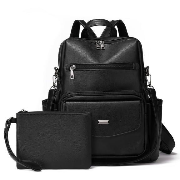 GOIACII Women Backpack Purse Bag PU Leather Travel Backpack for Women Ladies Shoulder Bags Satchel Handbag 2 Piece