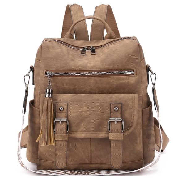 GOIACII Women Backpack Purse Pu Leather Vegan Ladies Fashion Designer Convertible Travel Shoulder Bag with Tassel