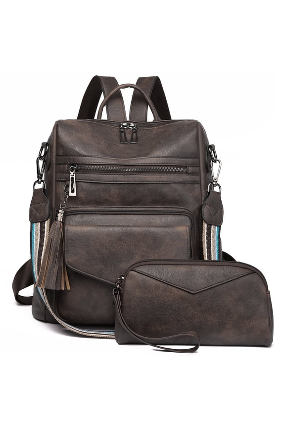 Women Fashion Leather Backpack Purse Designer Travel Backpack Convertible Shoulder Bag with Wristlet Small Bag