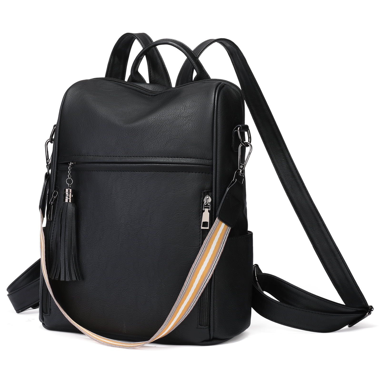 GOIACII Women Large Backpack Leather Travel Backpack Fashion Ladies Shoulder Bags with Tassel