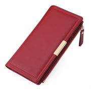 GOIACII Women Slim Leather Zip RFID Blocking Wallet Around Phone Wallet Credit Card Holder Bifold Long Ladies Billfold