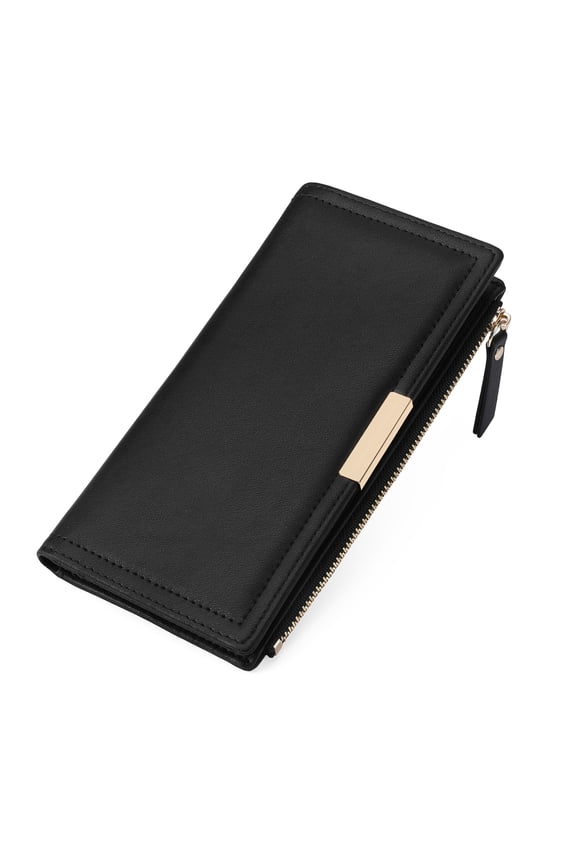 Women Slim Leather Zip RFID Blocking Wallet Around Phone Wallet Credit Card Holder Bifold Long Ladies Billfold