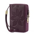 thumbnail image 1 of GOIACII Women's Floral Leather Wallet Double Zip Credit Card Holder with Rfid Blocking Medium Size Wristlet Purse, 1 of 10