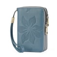 thumbnail image 1 of GOIACII Women's Floral Leather Wallet Double Zip Credit Card Holder with Rfid Blocking Medium Size Wristlet Purse, 1 of 10