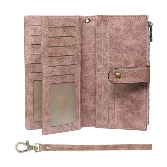 GOIACII Women's Wallet RFID Blocking Ladies Wristlet Clutch Large Capacity Credit Card Holder Leather 4 ID Window