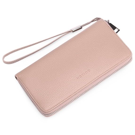 GOIACII Womens Wallet RFID Blocking Leather Card Holder Large Capacity Zip Around Ladies Purse Travel Wristlet Clutch