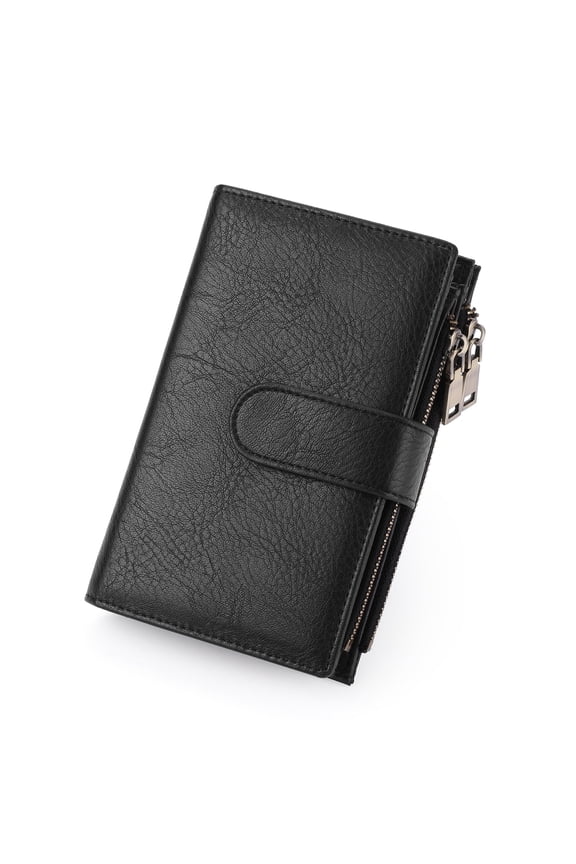 Womens Wallets Rfid Credit Card Holder with 2 Zipper Pockets, 3 ID Windows Ladies Purse Leather