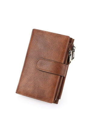 Womens Wallets Rfid Credit Card Holder with 2 Zipper Pockets, 3 ID Windows Ladies Purse Leather