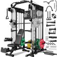 thumbnail image 1 of GOIMU SM4 Smith Machine Power Cage, 2500 lbs Multi‑Function Home Gym with Dual Pulley System, Lat Pulldown & Low Row, Anti‑Derailment Pulley, Weight Storage & Full Training Attachments, 1 of 10