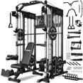 thumbnail image 1 of GOIMU SM4 Smith Machine Power Cage, 2500 lbs Multi‑Function Home Gym with Dual Pulley System, Lat Pulldown & Low Row, Anti‑Derailment Pulley, Weight Storage & Full Training Attachments, 1 of 10
