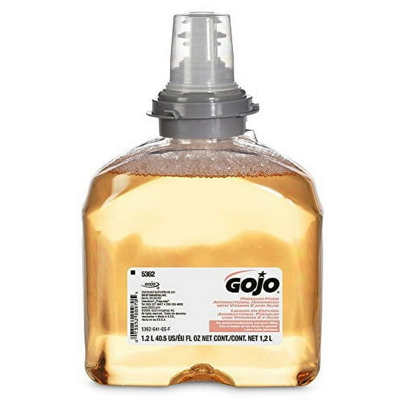 GOJO TFX Premium Foam Antibacterial Handwash, Fresh Fruit Scent, 1200 mL Foam Hand Soap Refills (Pack of 2) - 5362-02