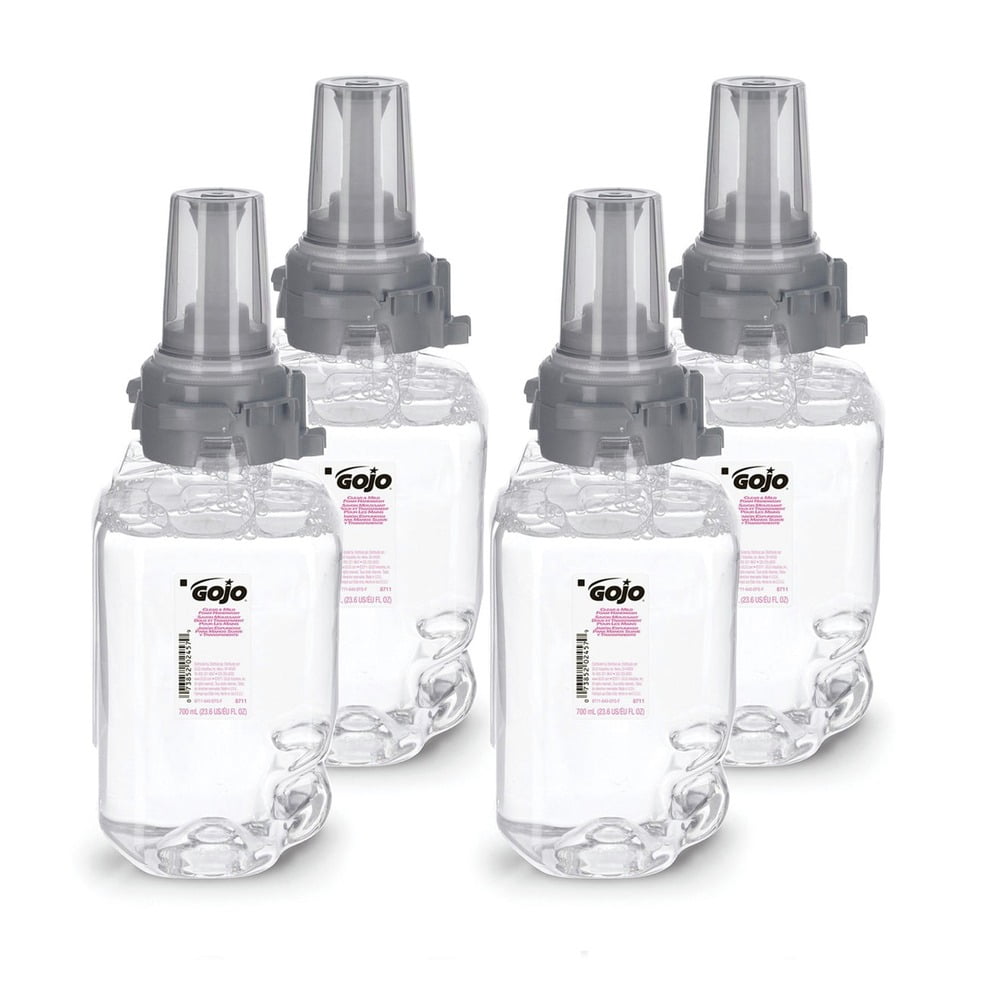 GOJO Industries 8711-04 700 mL Clear and Mild Foam Handwash Refill for ADX-7 Dispenser - Fragrance-Free (4/Carton)