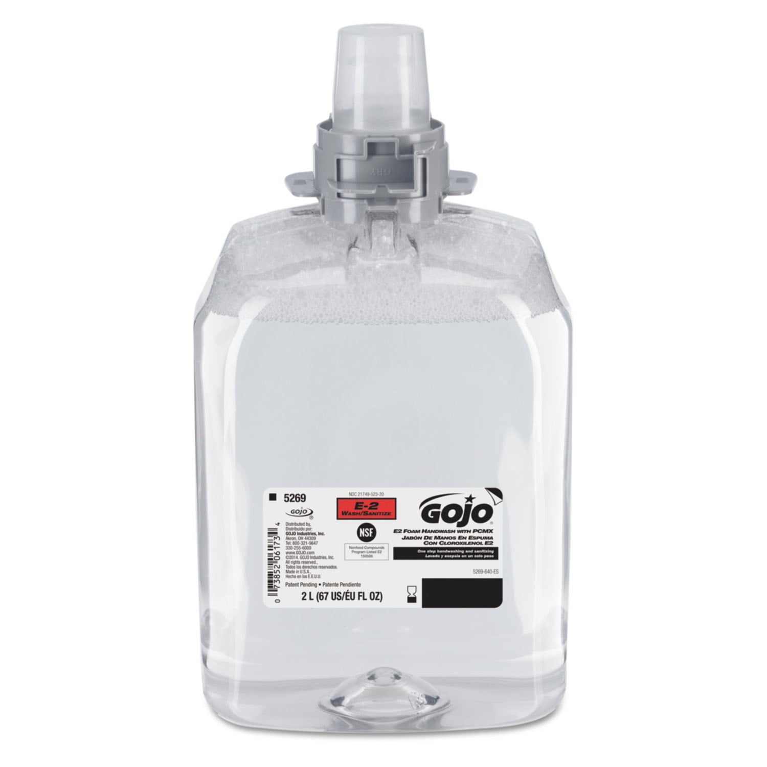 GOJO E2 Foam Handwash with PCMX f/FMX-20 Dispensers 2000 mL Refill 2/Carton 526902