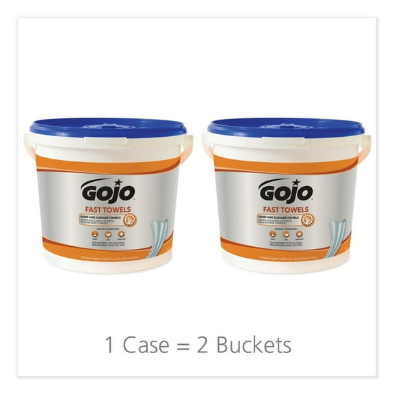 GOJO Industries 6299-02 Fast Towels Hand Cleaning Towels, 9 in. x 10 in. - White (2 Buckets/Carton, 225/Bucket)
