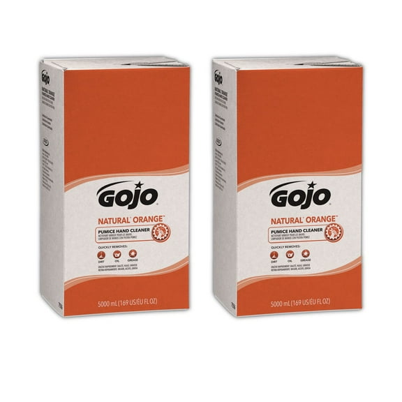 GOJO Industries 7556-02 5000 mL NATURAL ORANGE Pumice Hand Cleaner Refill - Citrus Scent (2/Carton)