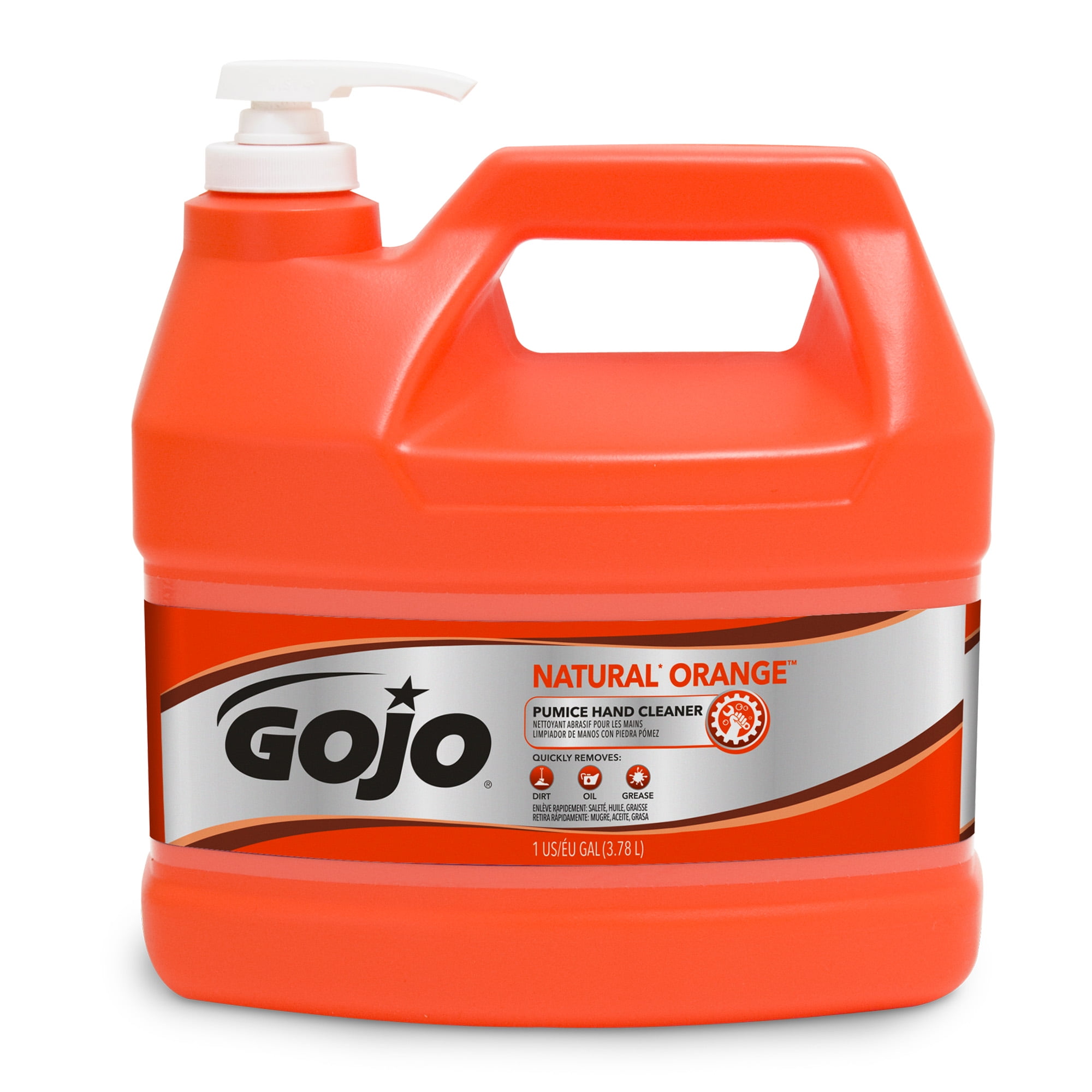 Gojo Natural Orange Pumice Hand Cleaner, Orange Citrus Scent, .5gal Pump  Bottle, 4/Ct