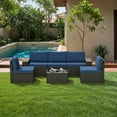 thumbnail image 1 of GOJOOASIS 6 Pieces Patio Furniture Set Outdoor PE Wicker Rattan Sectional Conversation Sofa,Blue, 1 of 11