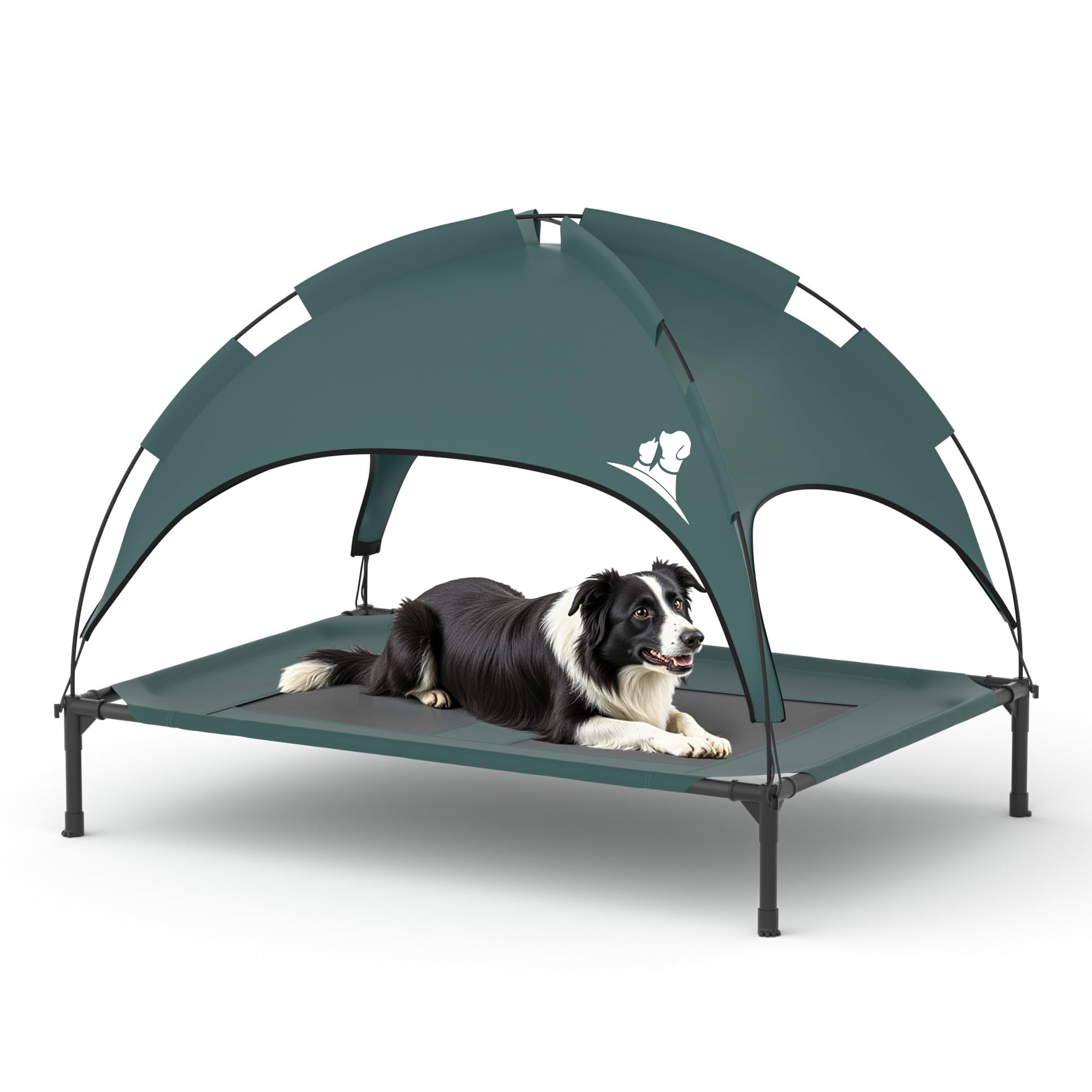 GOJOOASIS Outdoor Dog Bed XEF1 with Canopy, Waterproof Outside Dog Cots Pet Bed with Removable ...