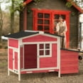 thumbnail image 1 of GOJOOASIS Outdoor Wooden Chicken Coop Hen House Poultry Cage Red with Tray, Ramp & Nesting Box,Red, 1 of 9