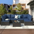 thumbnail image 1 of GOJOOASIS Patio Furniture Set, 7 Pieces Outdoor PE Rattan Couch with Glass Table All Weather Sectional Washable Cushion Blue, 1 of 6