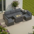 thumbnail image 1 of GOJOOASIS Patio Furniture Set 7 Pieces Outdoor Rattan Sectional Sofa Sets With Fire Pit Table,Grey, 1 of 12