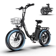 GOKEEP Folding Electric Bike for Adult, 52V 13Ah Removable Battery, 20 Fat Tire & Front Suspension Electric Bicycles, 7-Speed Commuter Ebike, UL2849, Black