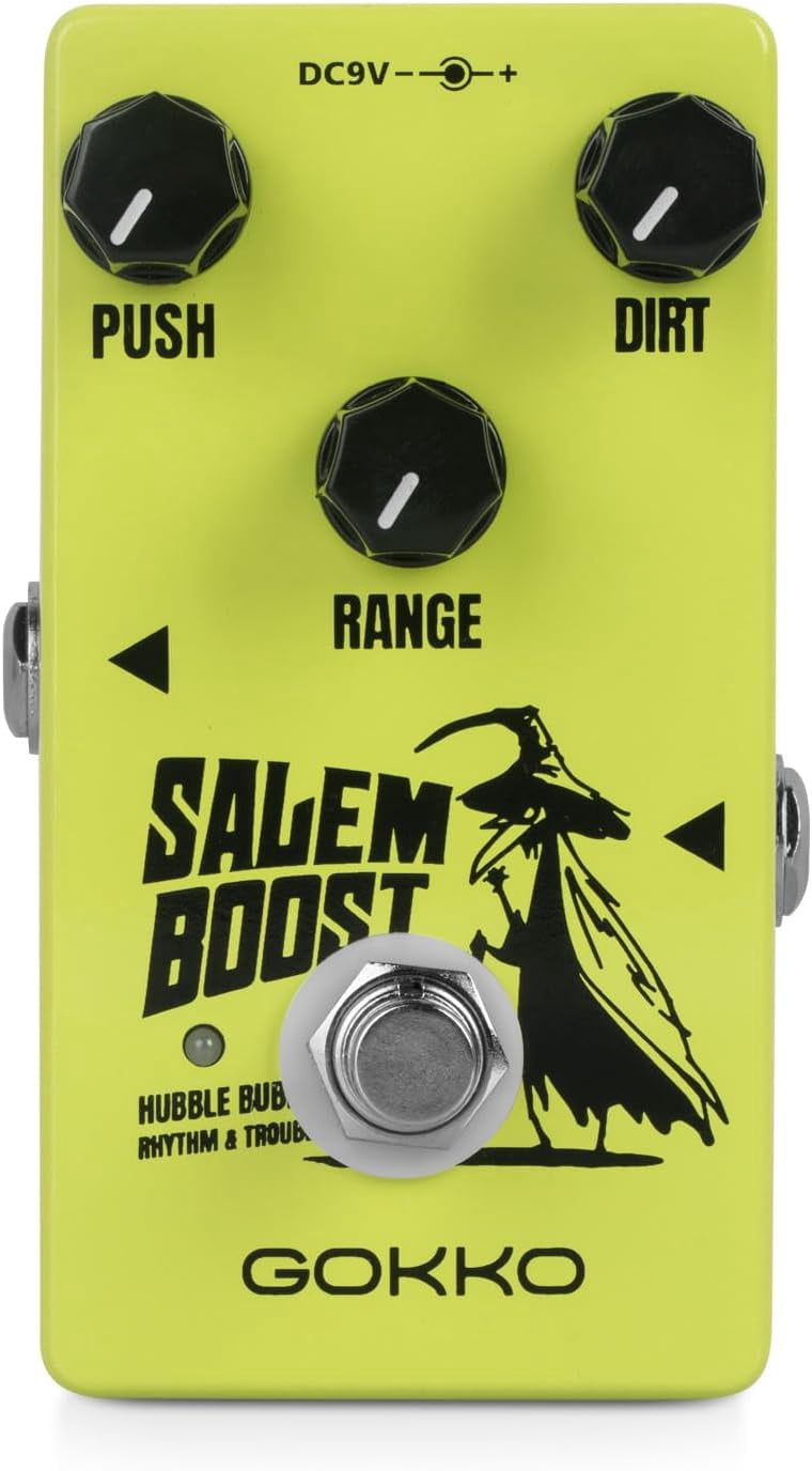 GOKKO Salem Boost Pedal - Professional Guitar Effects Pedal with Volume, Overdrive, and Treble Boost - Compact Stompbox for Electric Guitarists(GK-60)