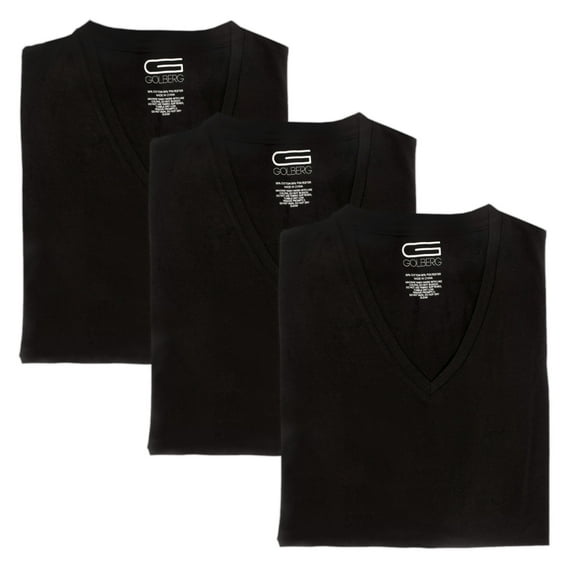 GOLBERG Men's V-Neck Undershirts - Super Soft, Tag Free, Classic Fit T-Shirts - Cotton Polyester Blend Short Sleeved (Size - Medium)