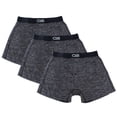 thumbnail image 1 of GOLBERG Premium Men's Black and Gray Striped Boxers - 3 Pack Underwear - Silky & Smooth Material - Nylon Spandex Moisture Wick Fabric, 1 of 4