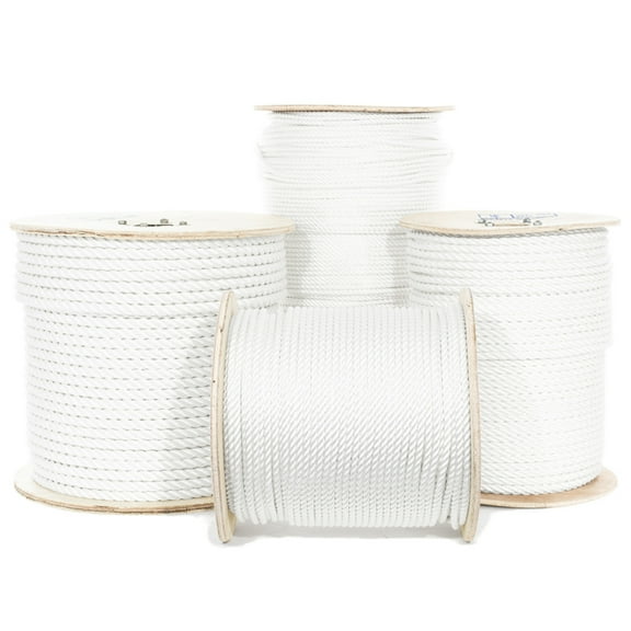 GOLBERG Twisted Polyester Rope - White - Low Stretch, High Strength - Moisture, UV, Oil and Chemical Resistant - Rigging, Winch, String Line, Pull & Truck Rope, Crafts