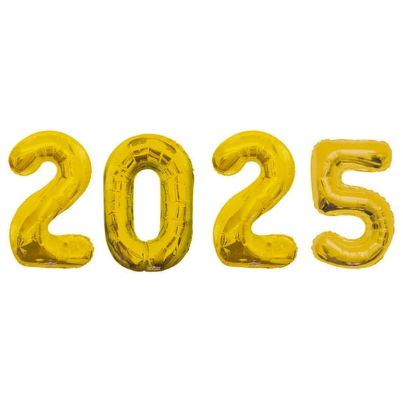 GOLD 34 inch 2025 - Numbers Kaleidoscope Balloon Bouquet Kit (5 piece) - Party Supplies Decorations