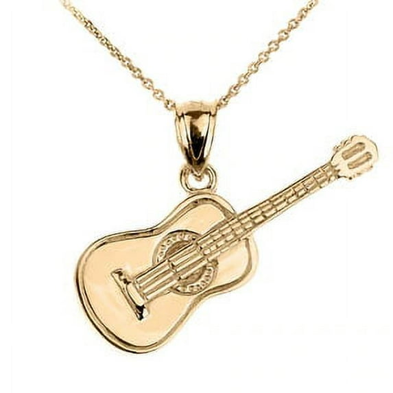 GOLD ACOUSTIC GUITAR PENDANT NECKLACE : 10K Pendant only