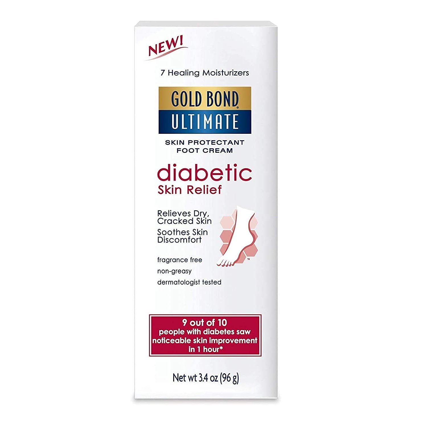 GOLD BOND ULTIMATE Diabetics’ Dry Skin Relief Foot Cream, 3.4 Oz (Pack