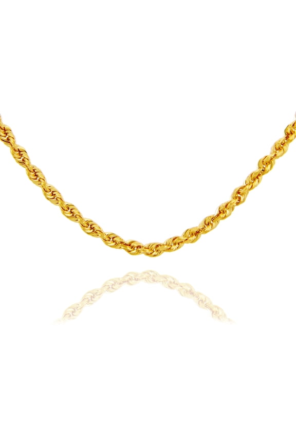 GOLD CHAINS: ROPE SOLID GOLD CHAIN 3MM :  10K  24"