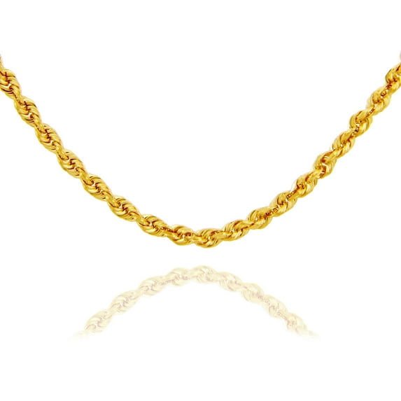 GOLD CHAINS: ROPE SOLID GOLD CHAIN 3MM : 14K 20"