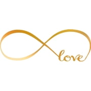 Picniva Infinity Symbol Love Vinyl Wall Decal, Gold Chrome Mirror, 12 x 33 in, Removable, Romantic Quote Bedroom Living Room Decor, Home Decor