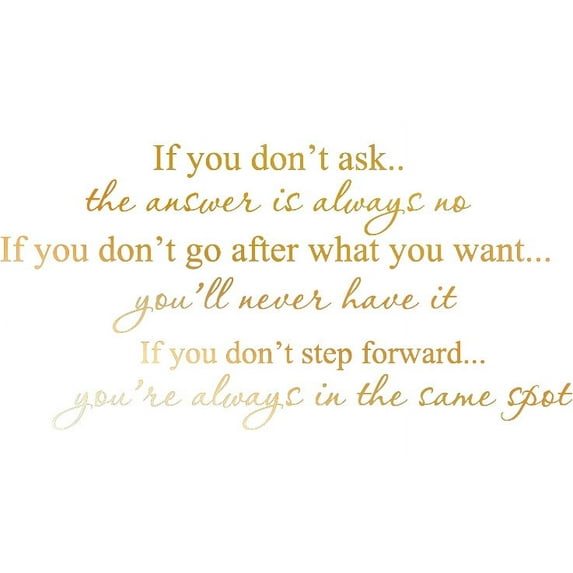 GOLD(CHROME MIRROR) 22" x 25" If you don't ask Vinyl wall art Inspirational quotes and saying home decor decal sticker