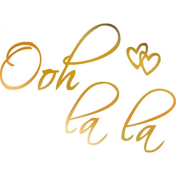 GOLD(CHROME MIRROR) 24.5" X 18" OOH LA LA Paris France Hearts Love Quote Vinyl Wall Decal Decor Art Sticker