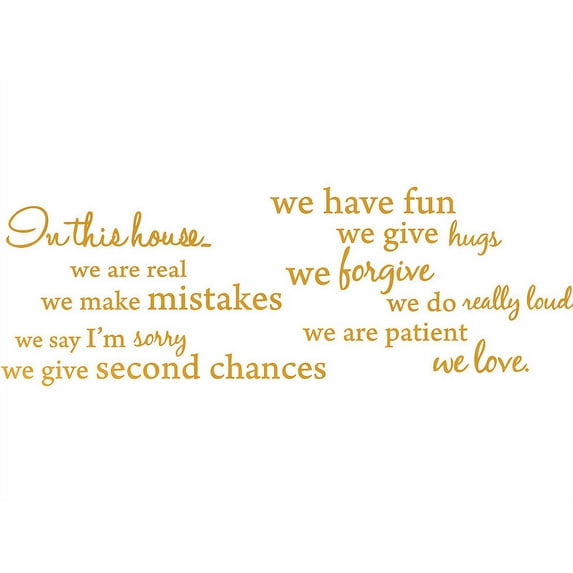 GOLD(CHROME MIRROR) 32" x 35" In this house, We are Real... Vinyl Wall Art Home Decor Decal Sticker