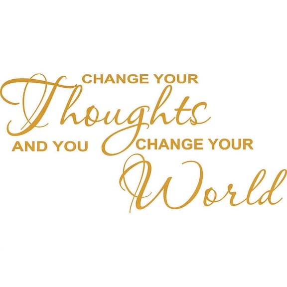 GOLD(CHROME MIRROR) 37" x 18" Change Your Thoughts And You Change Your World Vinyl Wall Art Home Decor Decal Sticker
