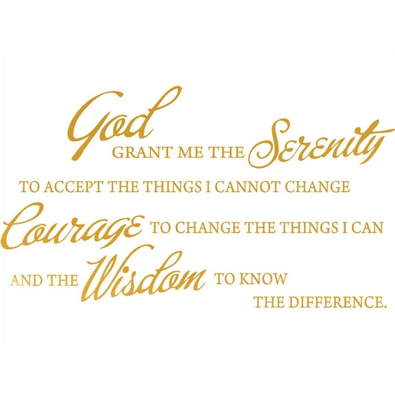 GOLD(CHROME MIRROR) 40" x 22" God grant me the serenity PRAYER BIBLE... Vinyl Wall Art Home Decor Decal Sticker